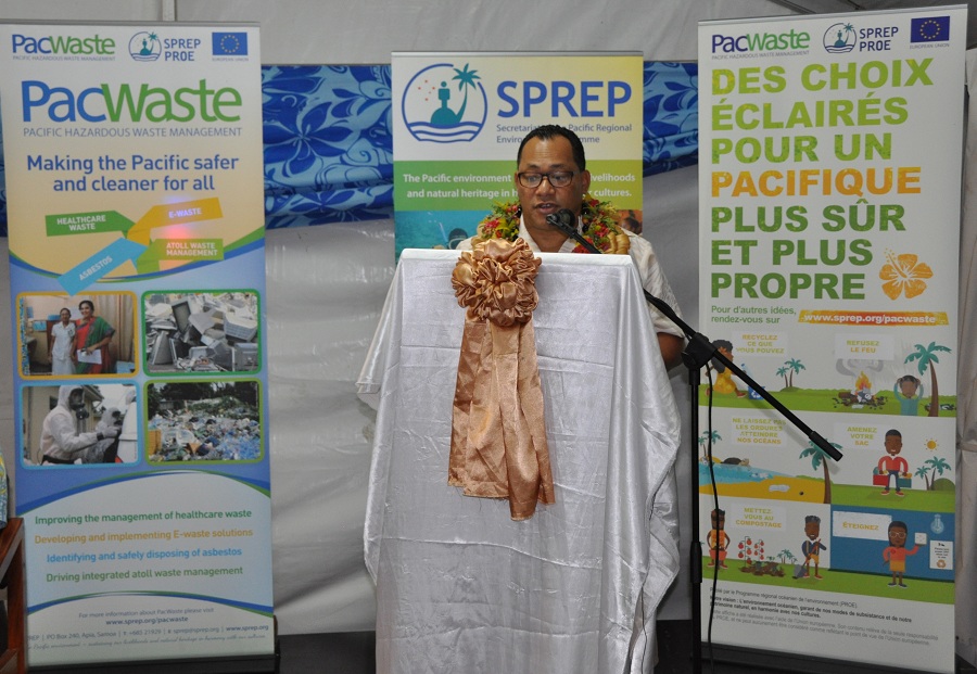 DG of SPREP Mr.Kosi Latu delivering his speech at the opening of the SPREP office in Suva