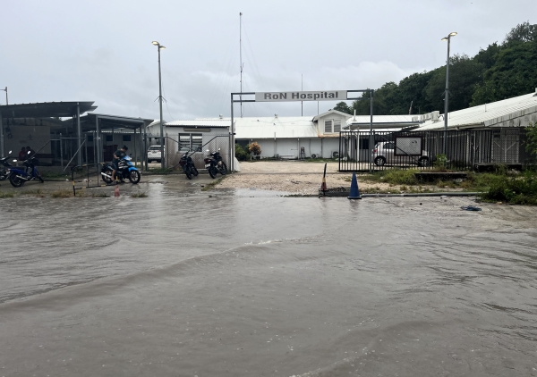 Flooding in front of Republic of Nauru hospital